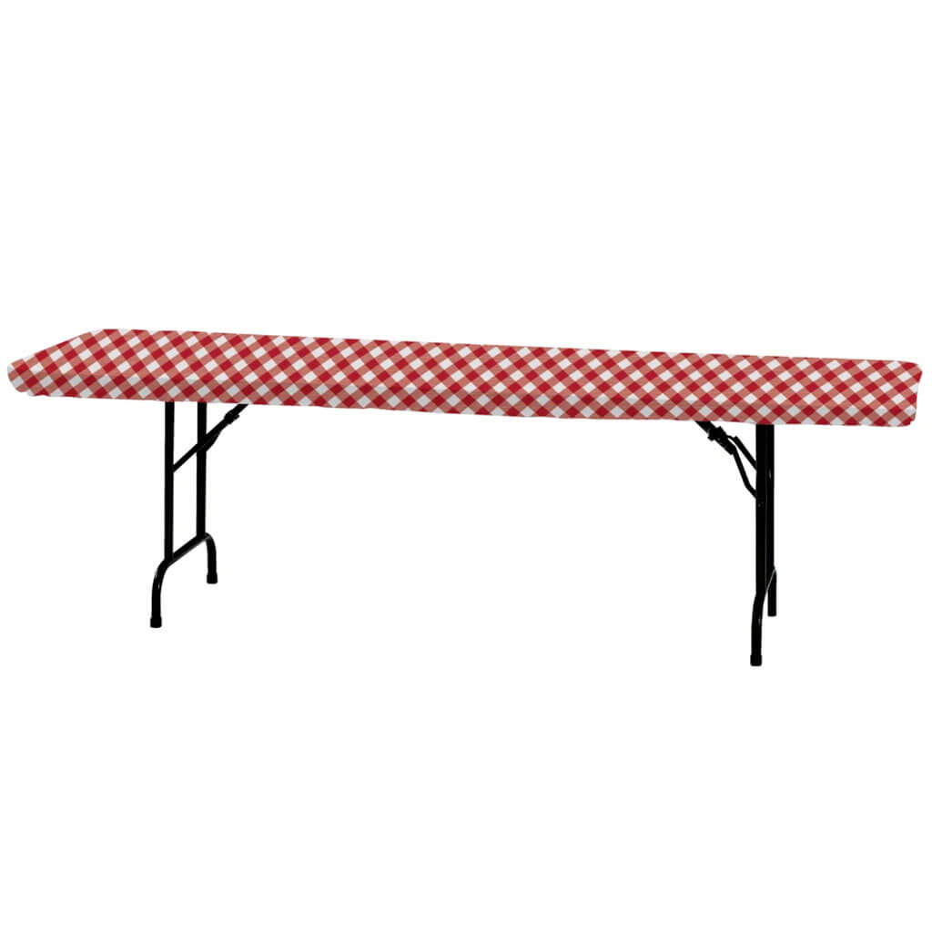 Plastic Tablecover Stay Put Gingham Red, 29in X 72in