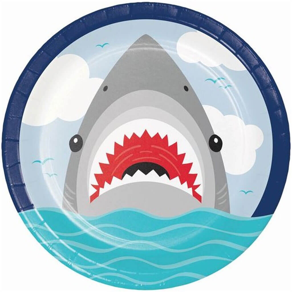 Shark Party Dinner Plate 9in, 8ct