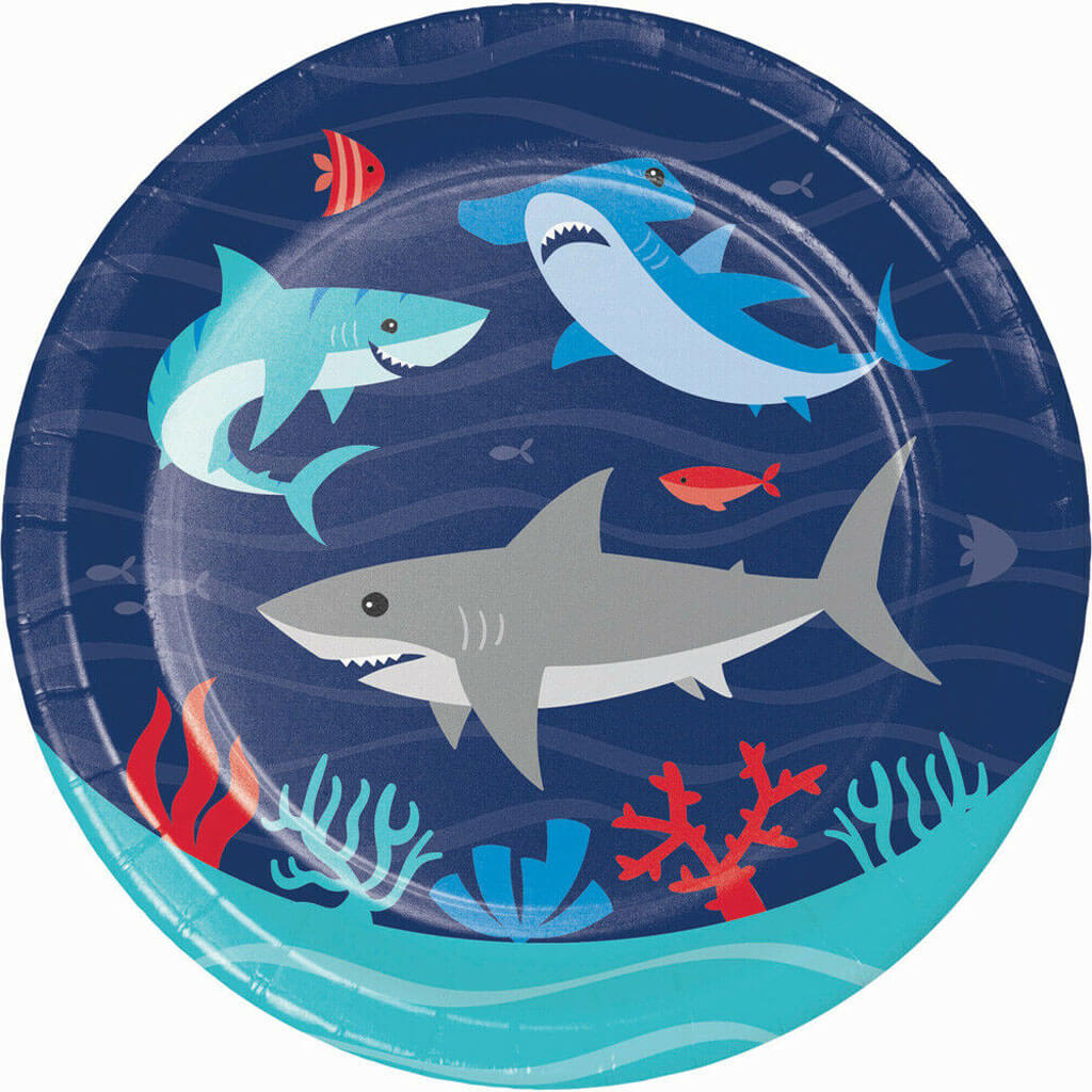 Shark Party Luncheon Plate 7in, 8ct