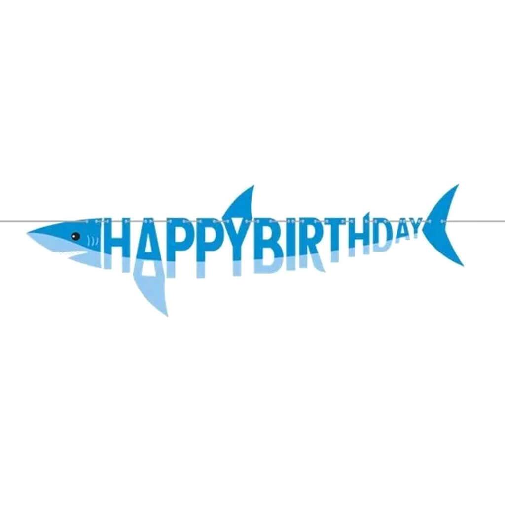 Shark Party Shaped Banner With Ribbon