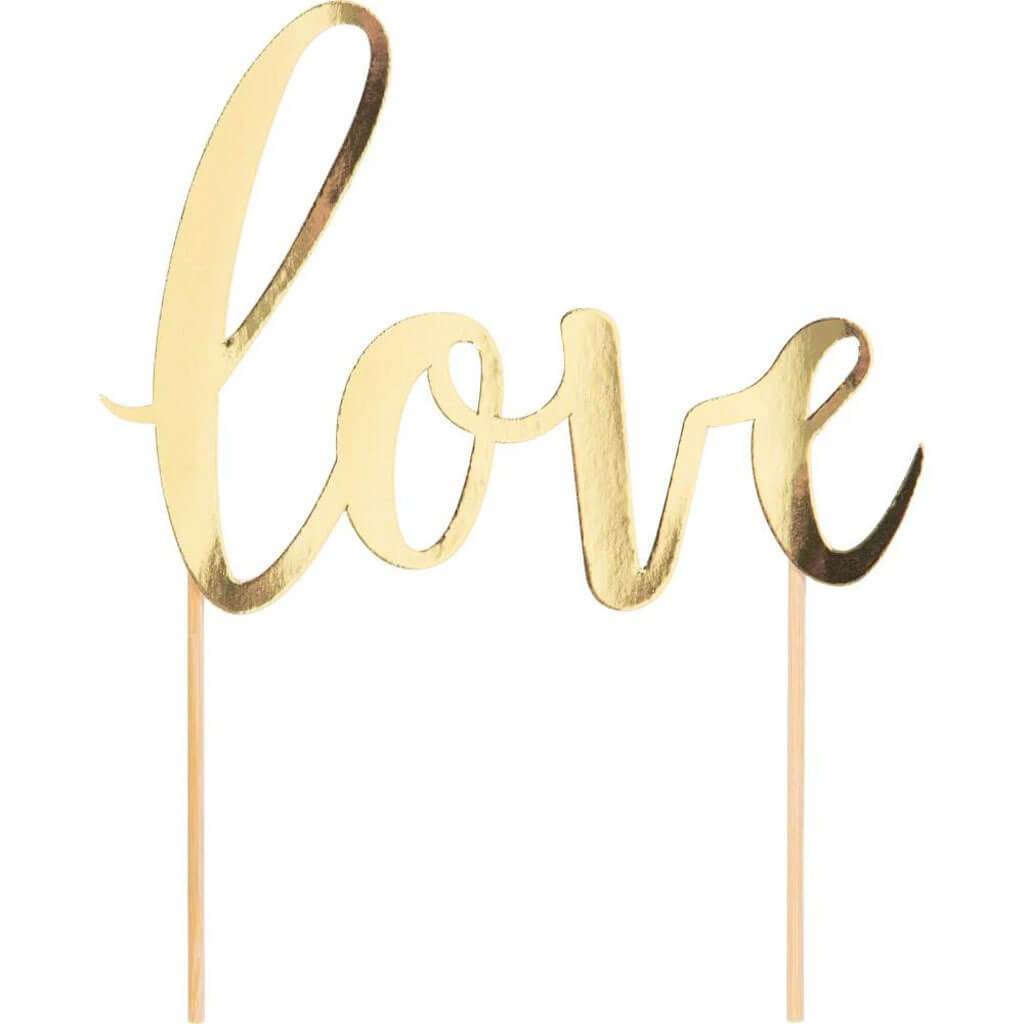 Gold Foil Love Cake Topper