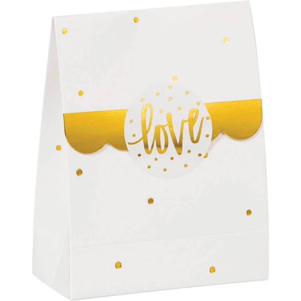 White And Gold Wedding Favor Bags