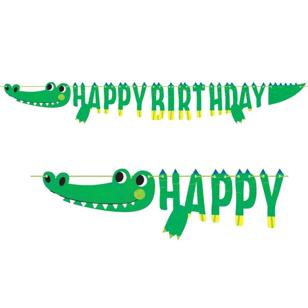 Alligator Party Shaped Banner With Ribbon