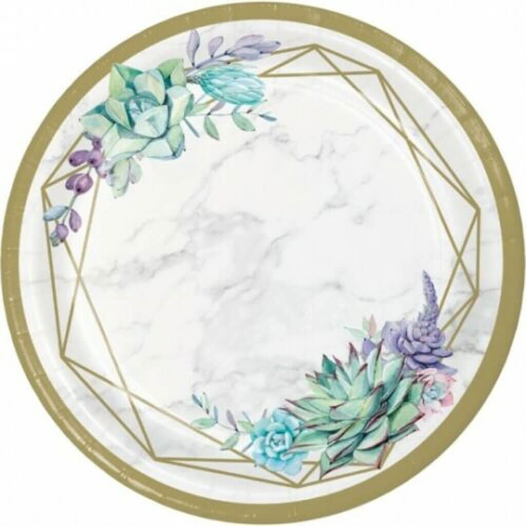 Geometric Succulents Banquet Dinner Plate 10in, 8ct