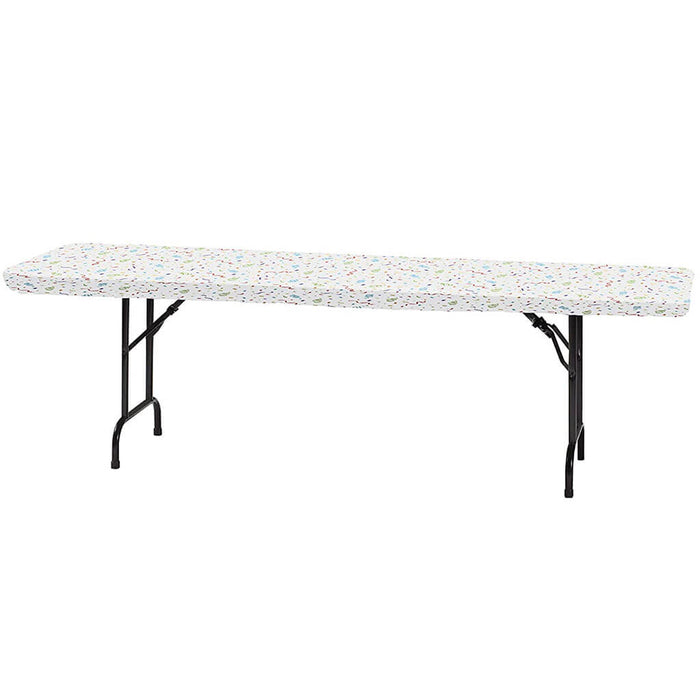 Plastic Tablecover Stay Put Confetti 29in X 72in
