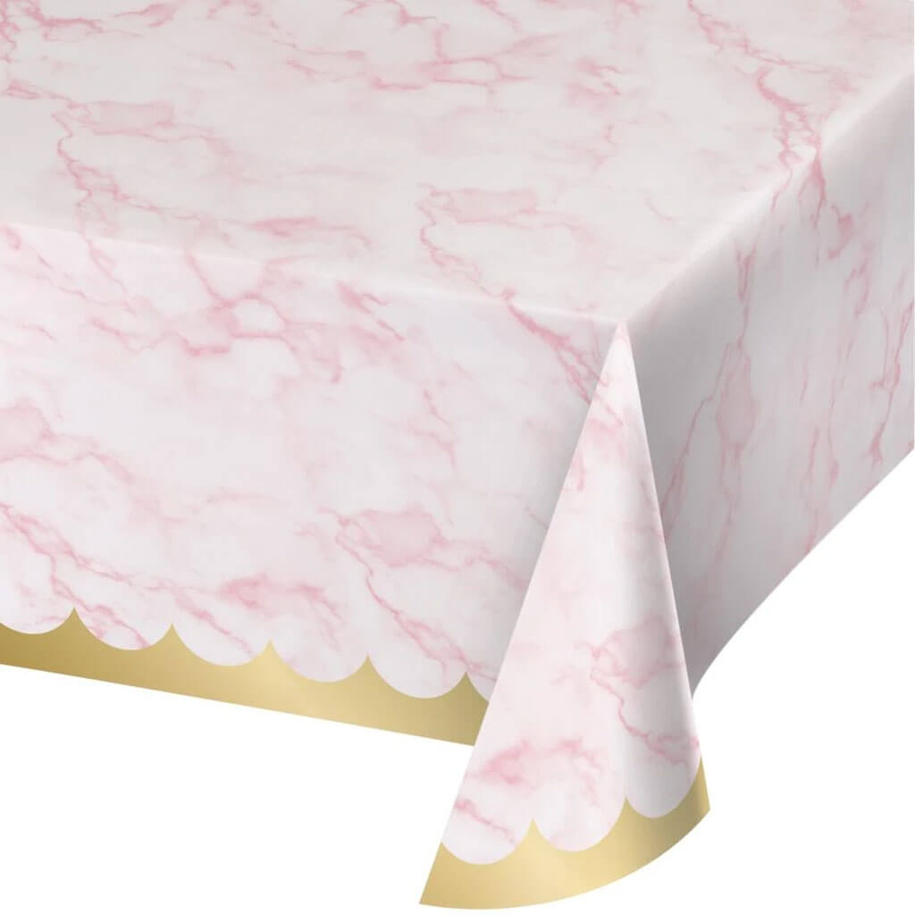 Pink Marble Tablecover, 54in X 102in