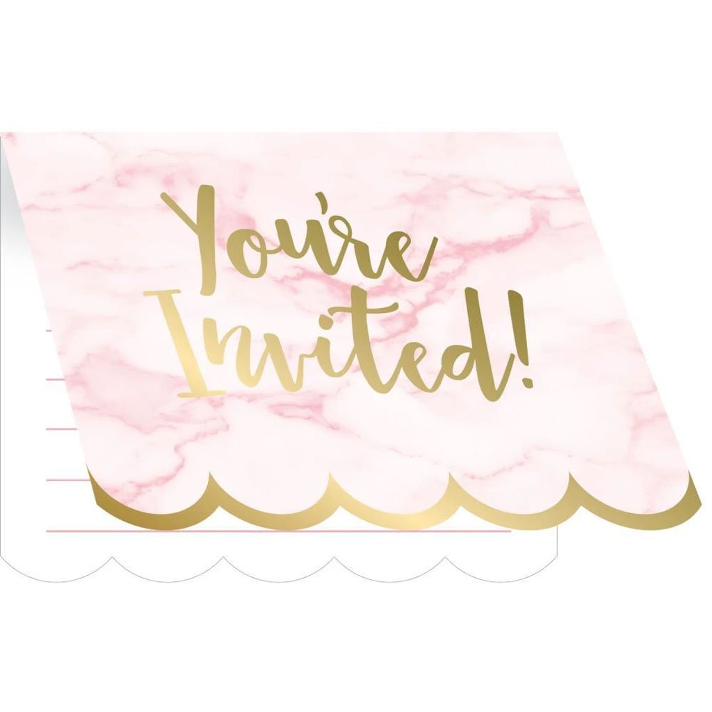 Foil Pink Marble Invitation, 8ct