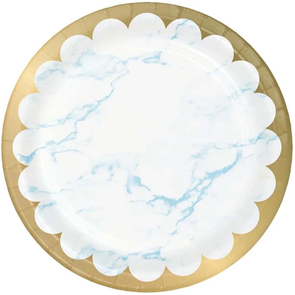 Foil Blue Marble Dinner Plate 9in, 8ct