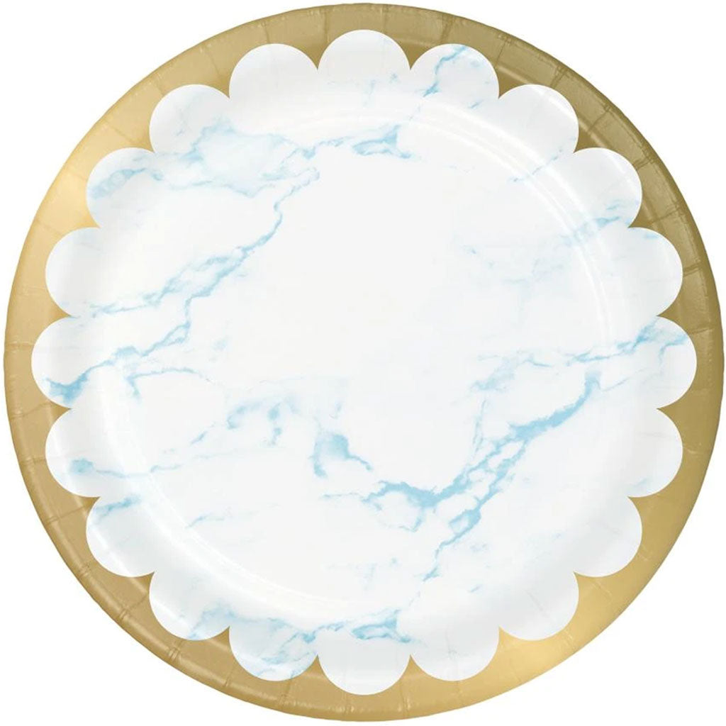 Foil Blue Marble Luncheon Plate 7in, 8ct