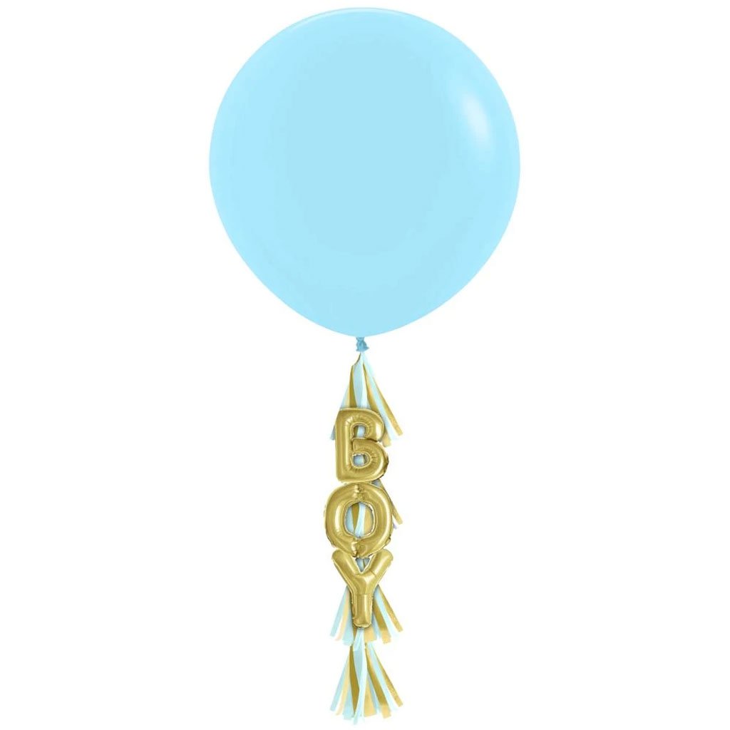 Latex Balloon With Tassel Blue, 36in