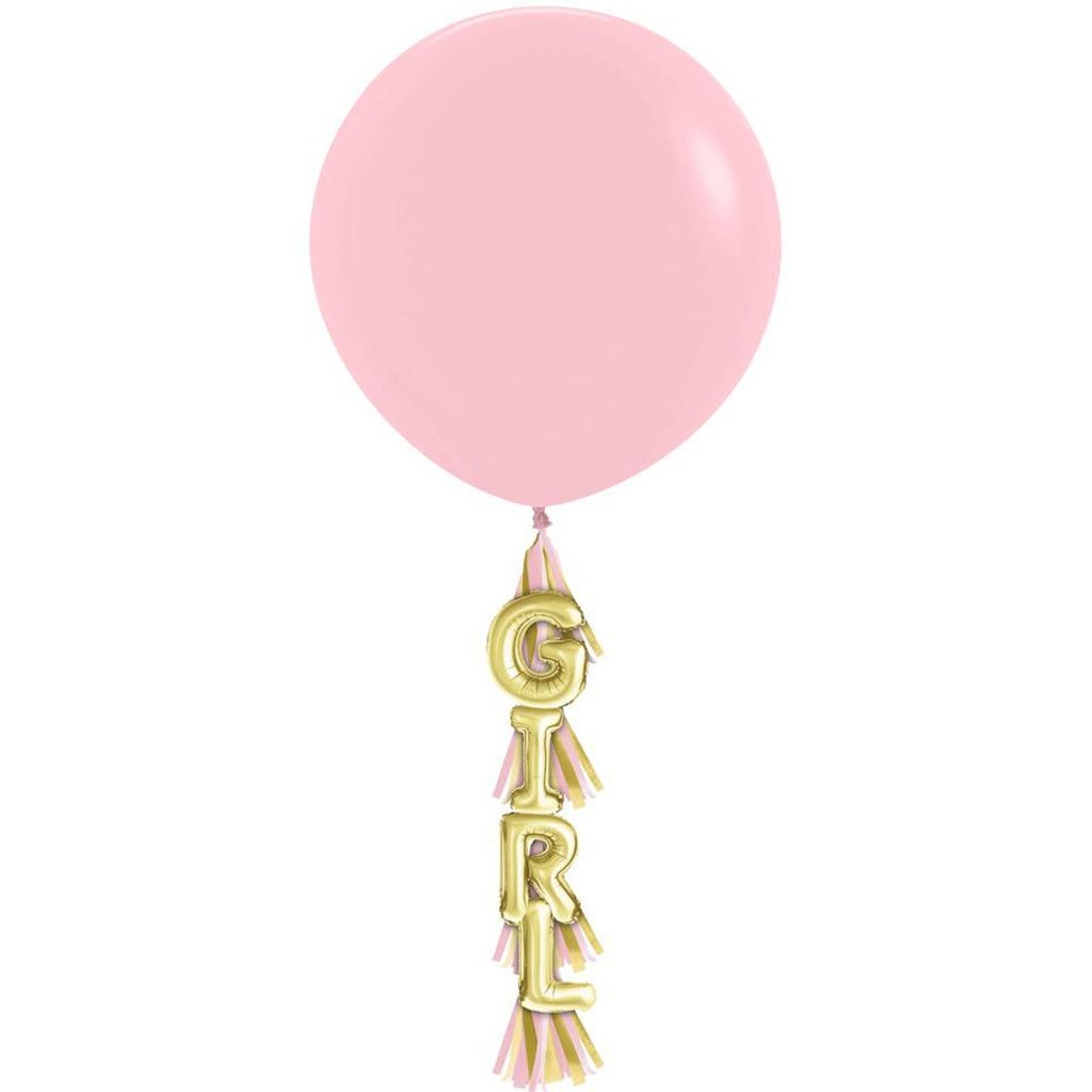 Latex Balloon With Tassel Pink, 36in