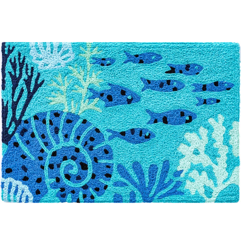 Jellybean Rug Aquamarine Fish &amp; Coral 20in x 30in