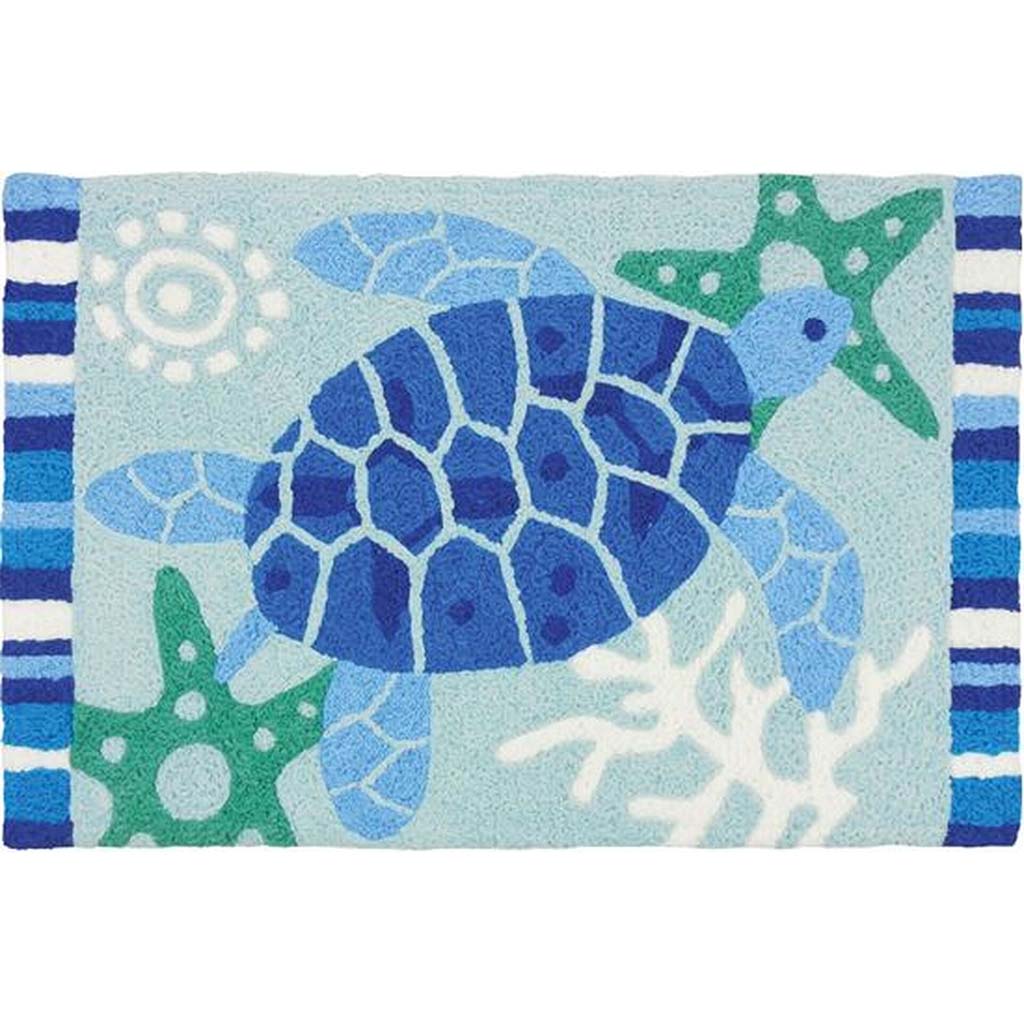 Jellybean Rug Blue Sea Turtle 20in x 30in