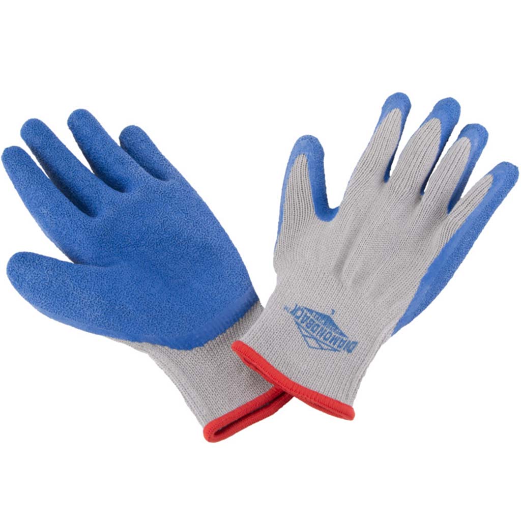 Large Gripper Work Gloves Rubber Latex Coating, Gray &amp; Blue