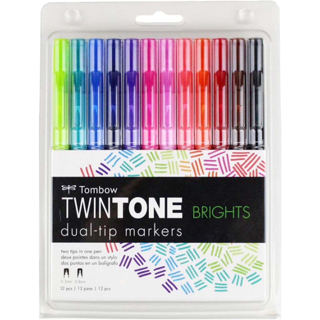 TwinTone Dual Tip Marker Set of 12 Brights