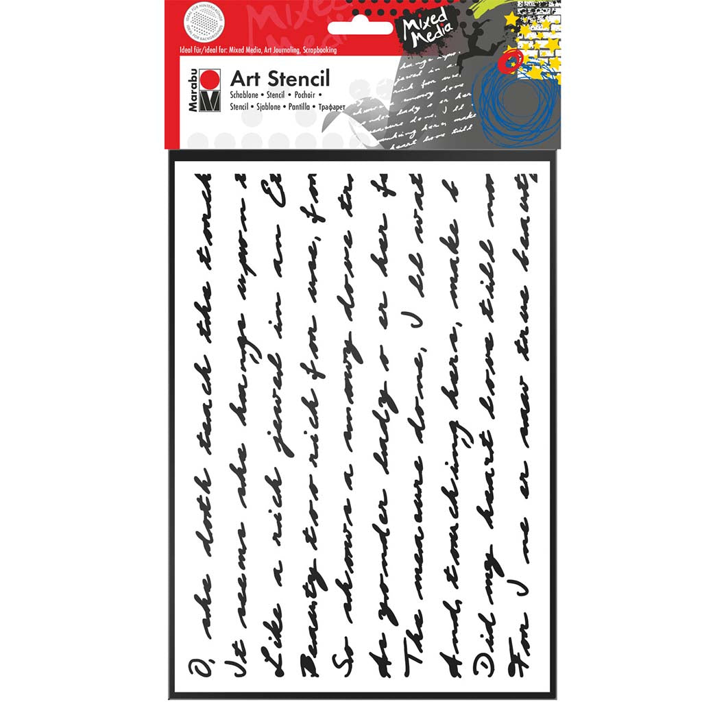 Marabu 9x12 Art Stencil in Script Pattern