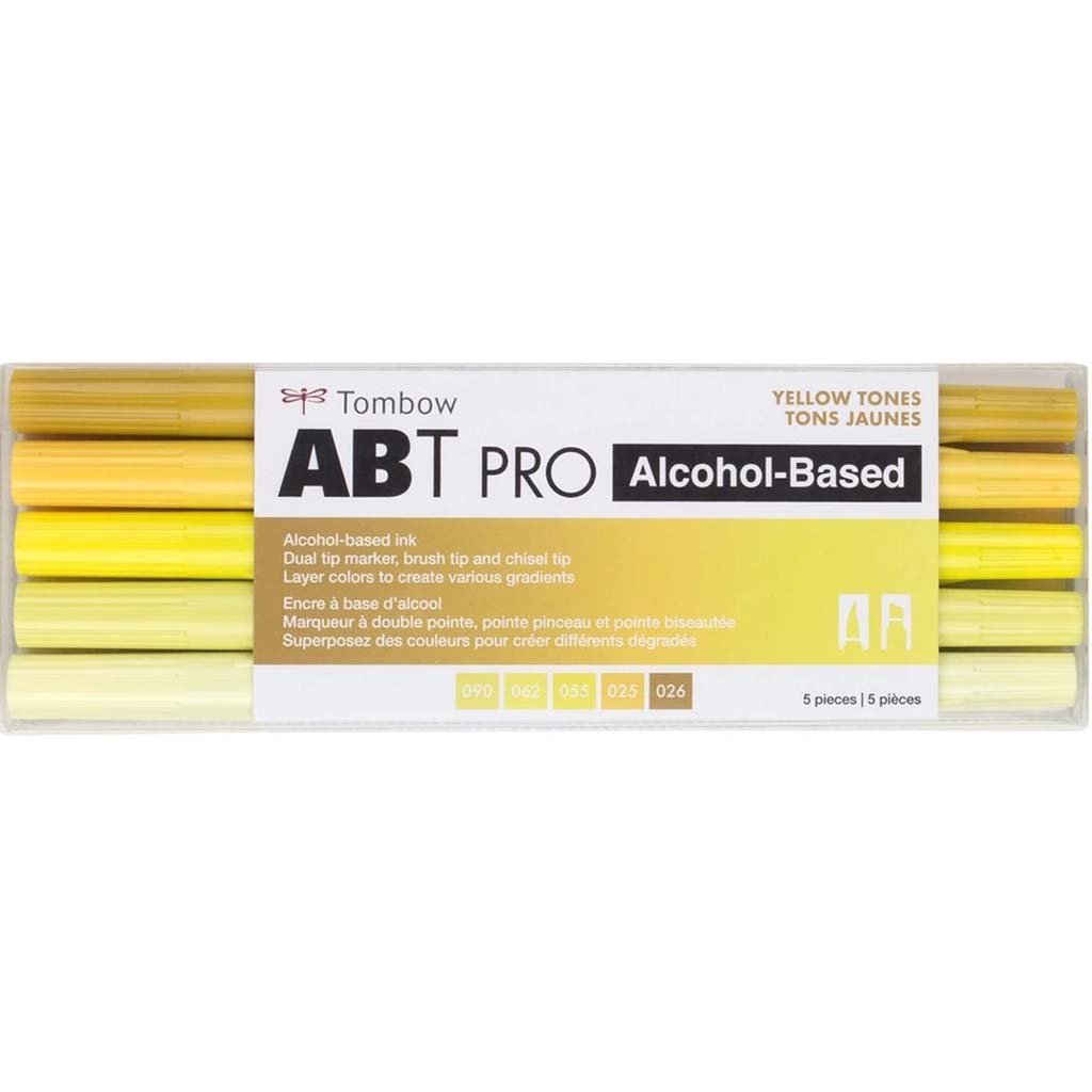 ABT PRO Brush Marker Set of 5 Color Yellow Tones