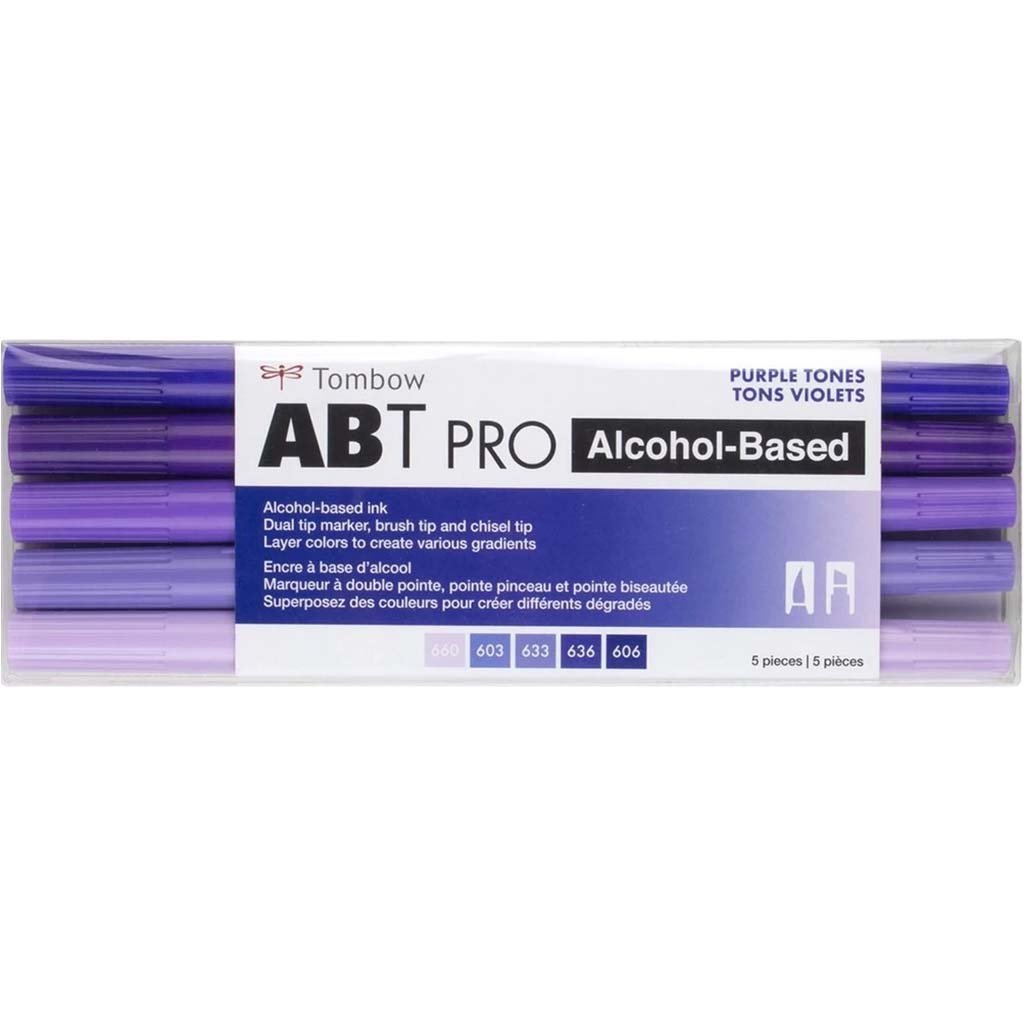 ABT PRO Brush Marker Set of 5 Color Purple Tones