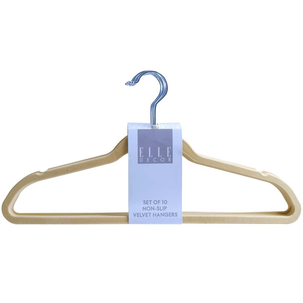 Velvet Hanger Beige, 10pk