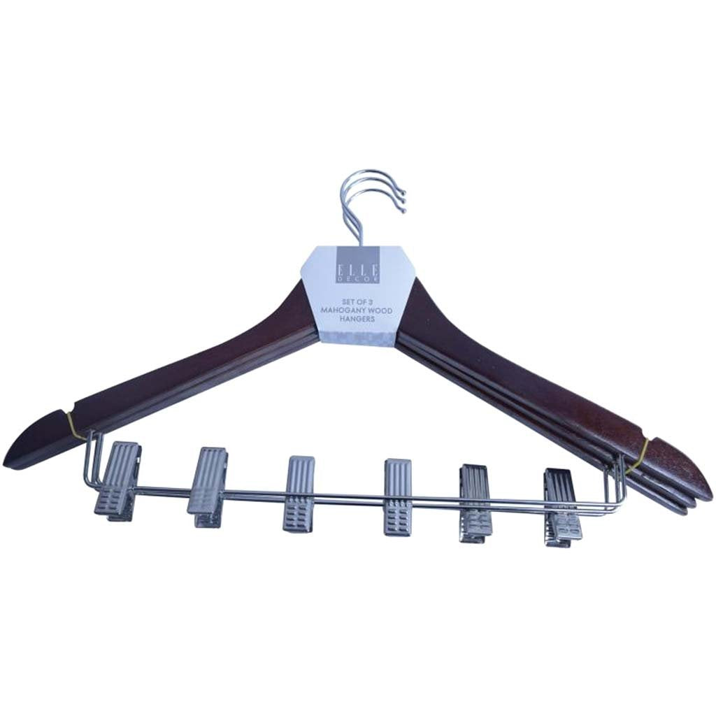 Mahogany Hangers with Clips, 3Pk