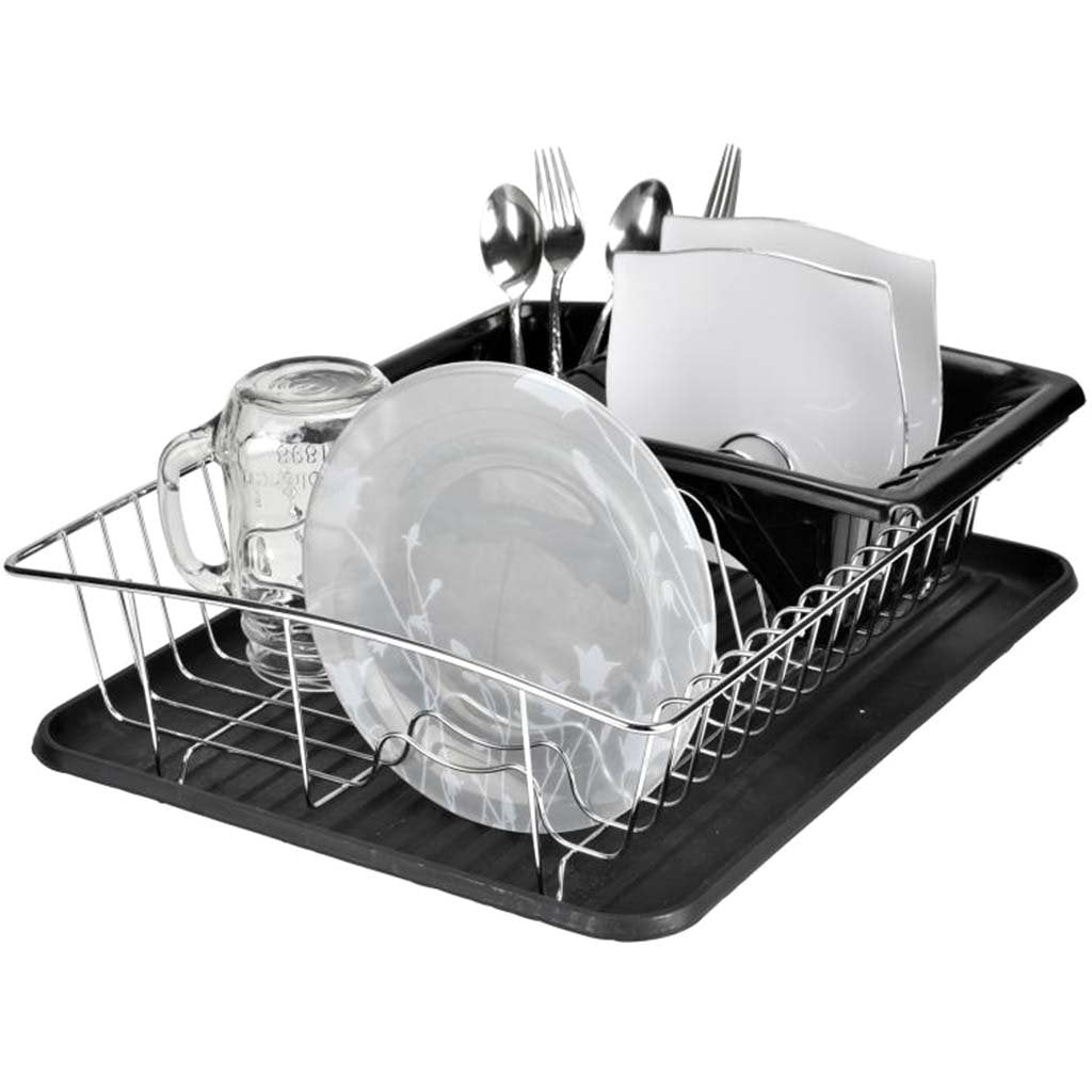 Plastic Dish Rack Set, Black