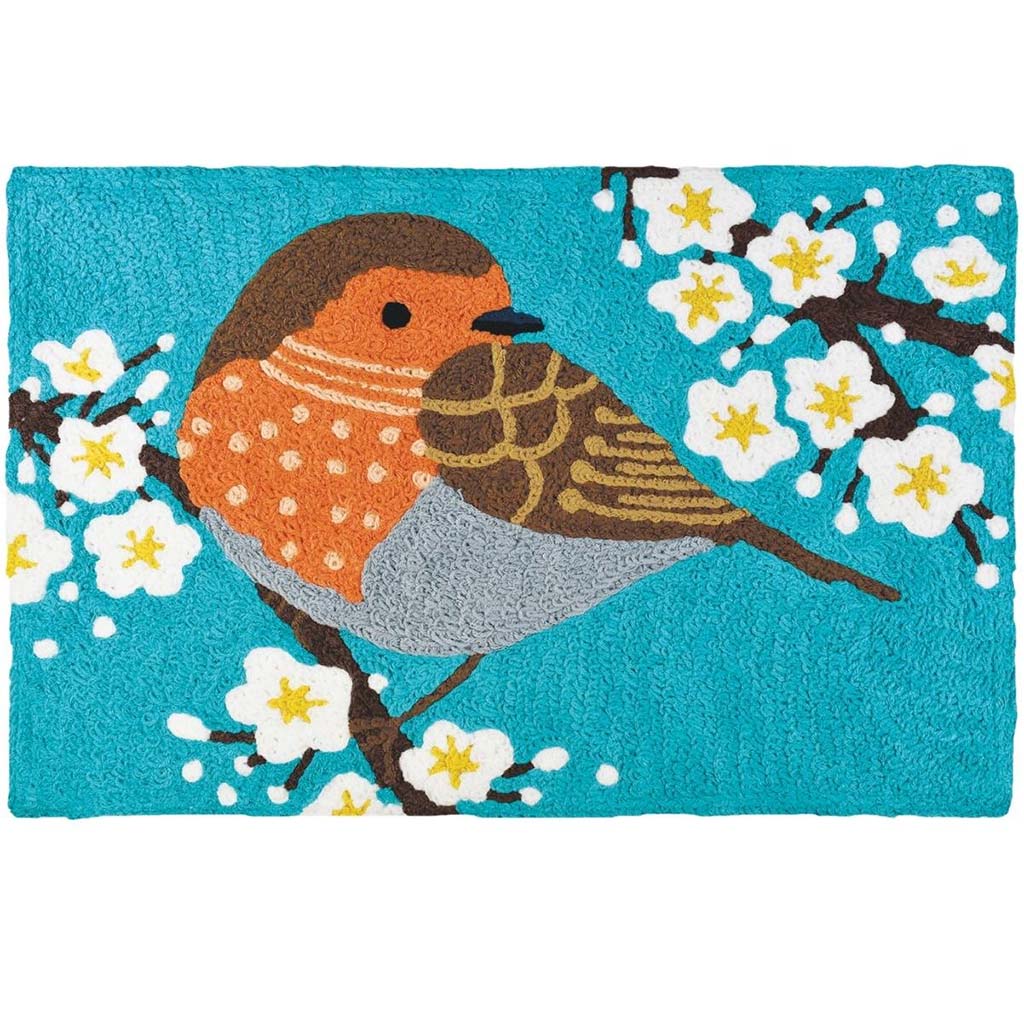 Sparrow In Flowering Tree Rug 20in x 30in