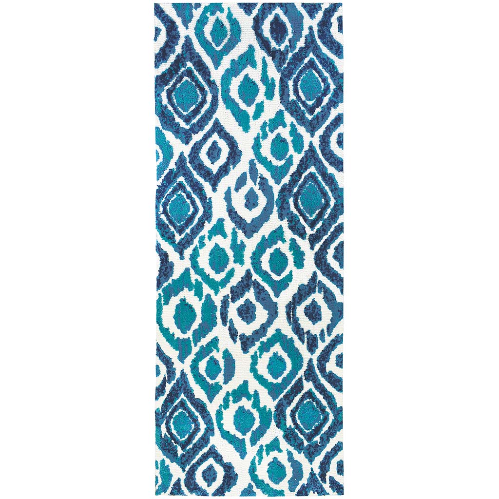 Blue &amp; Green Ikat Runner 21in x 54in