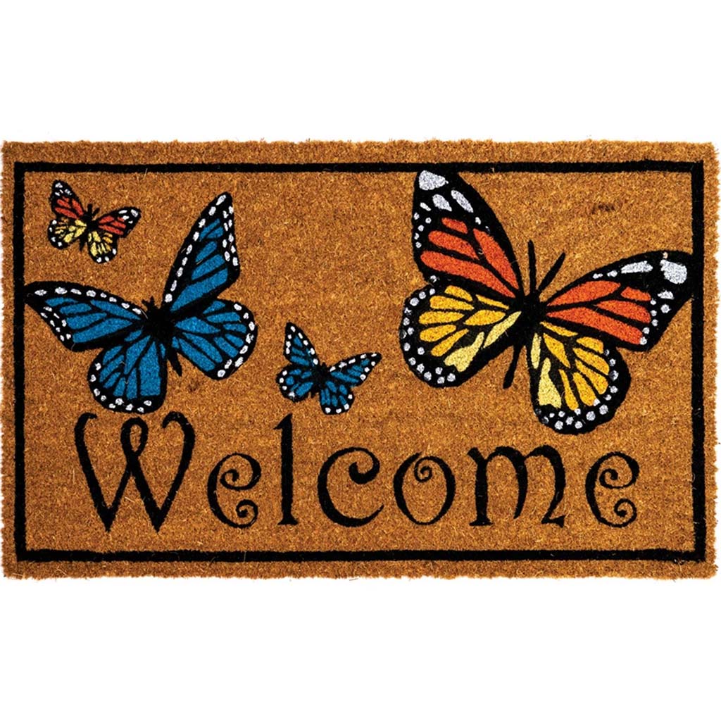 Welcome Butterflies Door Mat, 18in X 30in