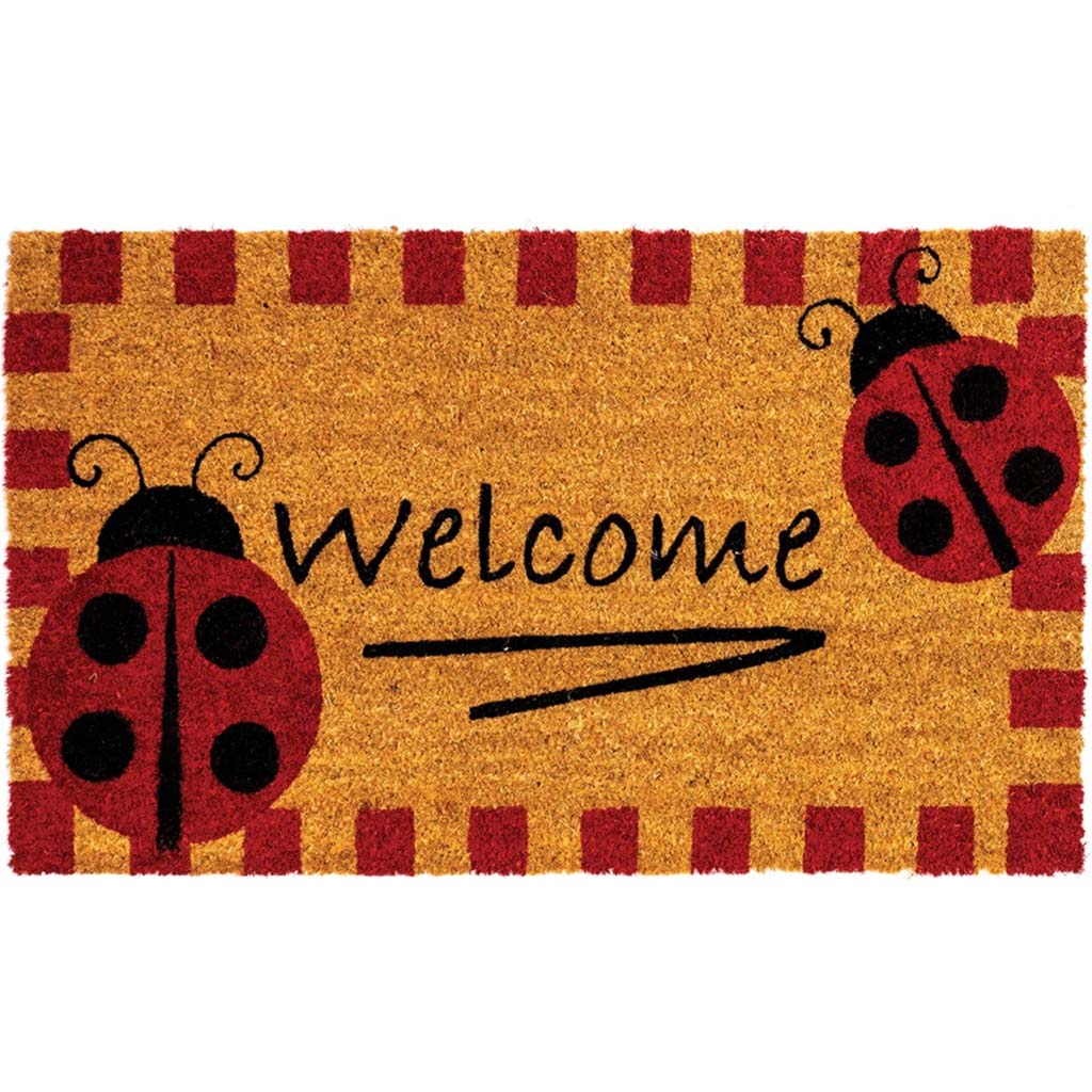 Welcome Ladybugs Door Mat, 18in X 30in