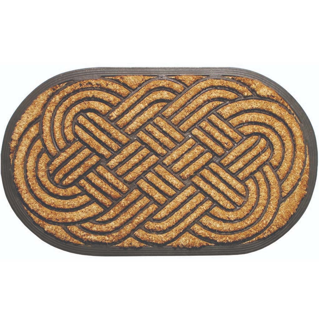 Natural Oval Weave Coir Rubber Mat, 18in X 30in