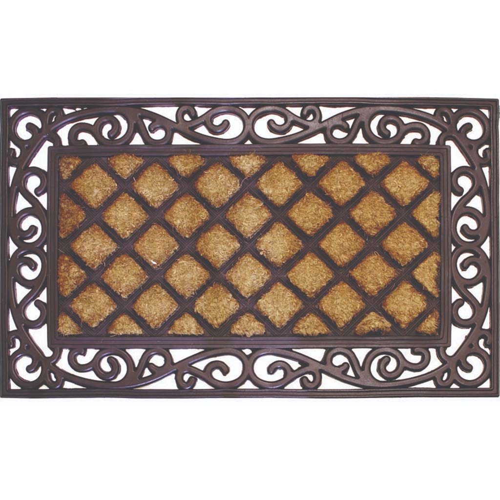 Lattice Scroll Coir Rubber Mat, 18in X 30in