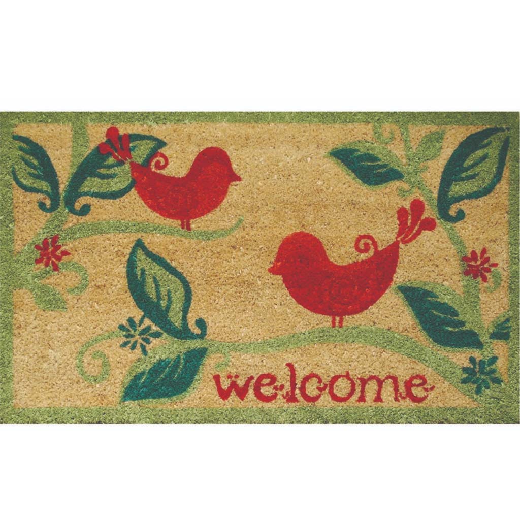 Paisley Birds Coir Fiber Mat, 18in X 30in