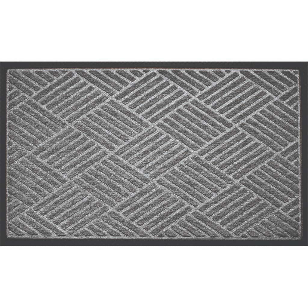 Silver Herringbone Door Mat, 16in X 27in