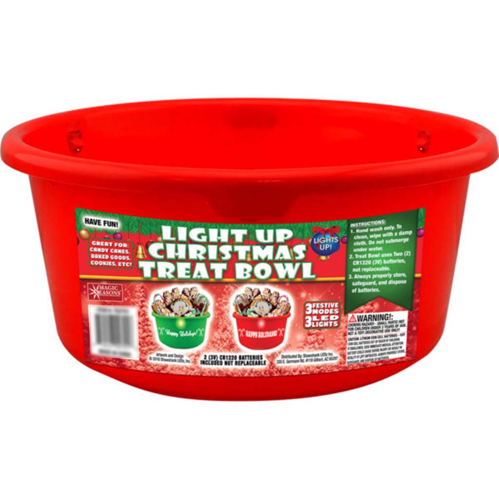 LED Flashing Christmas Treat Bowl, Red