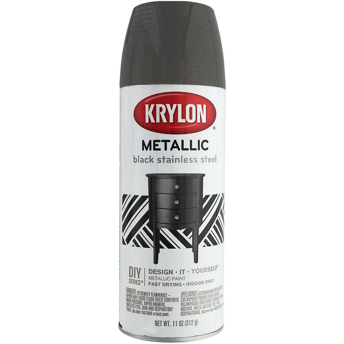 Krylon Brilliant Metallic Spray Paint 11oz Stainless Steel Black