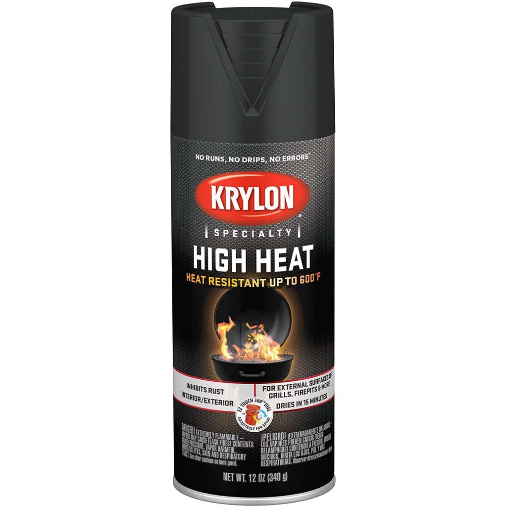 Krylon High Heat Spray Paint Aerosol Flat Black