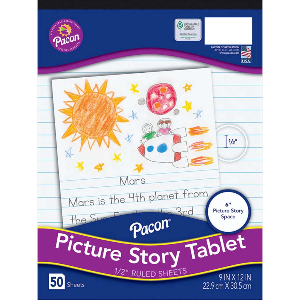 Multi-Program Picture Story Tablet 9in x 12in White Picture Story