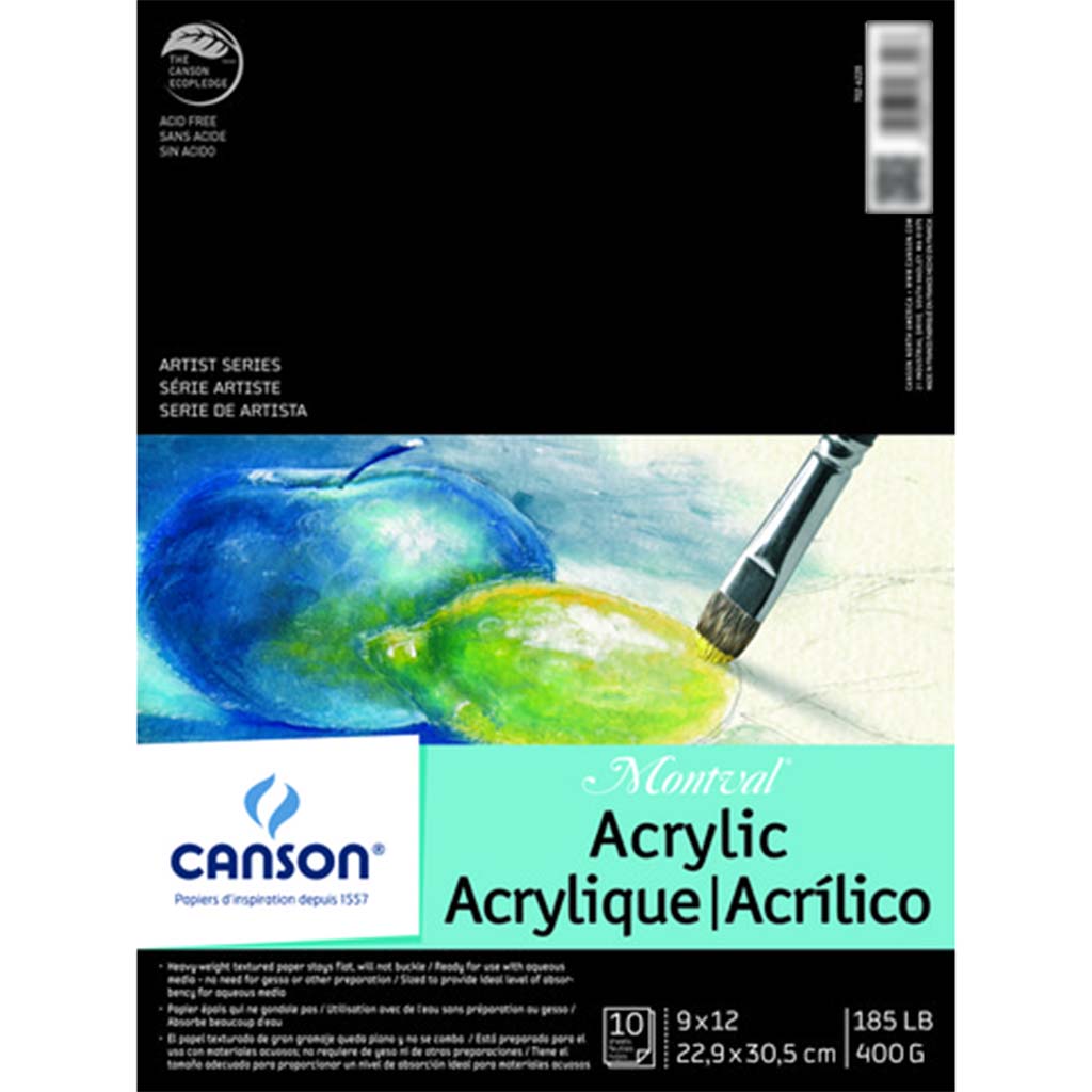 Canson Montval Acrylic Paper Pad 9in x 12in 10 Sheets