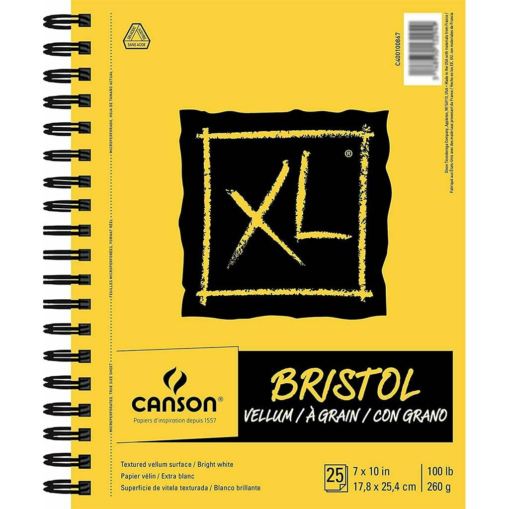 Canson XL Bristol Wirebound Pad 10in x 7in Smooth 25 Sheets