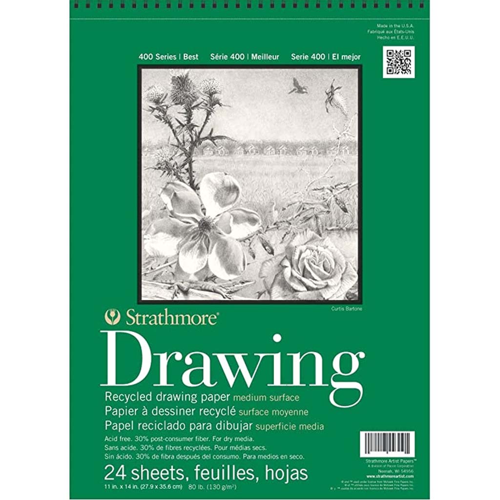 Strathmore 400 Series Recycled Paper Drawing Pad 14in x 11in 24 Sheets