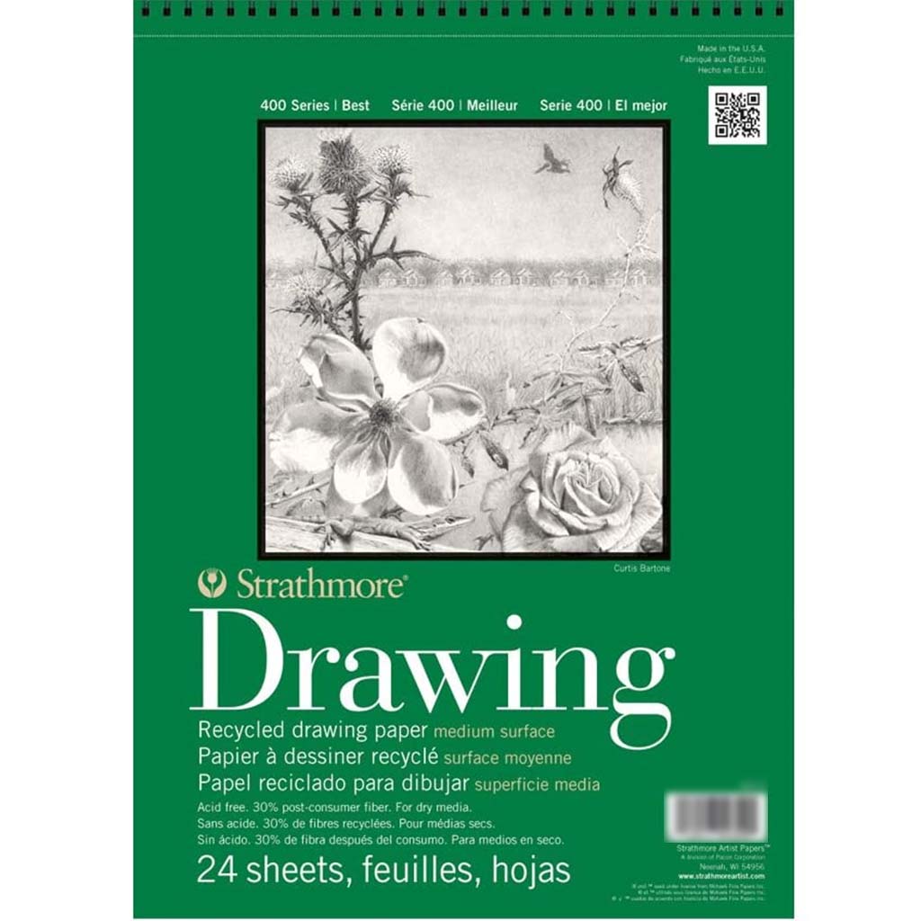 Strathmore 400 Series Recycled Drawing Spiral Paper Pad 14in x 17in 24 Sheets