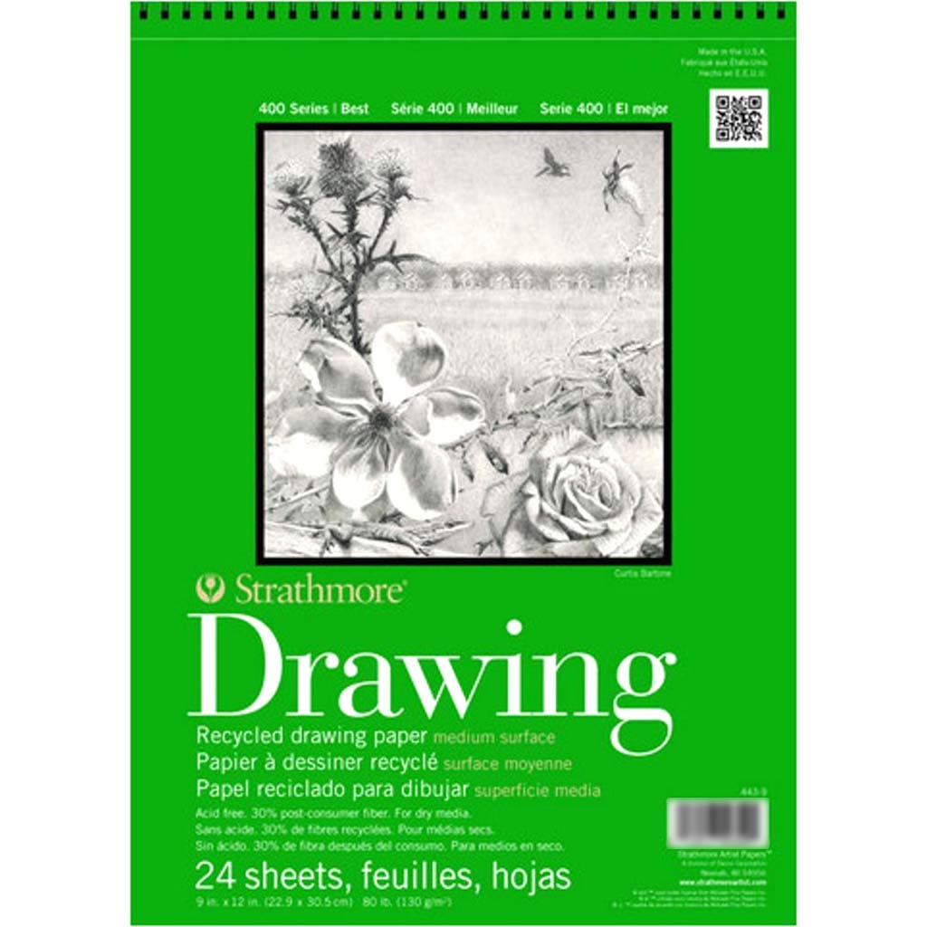 Strathmore 400 Series Recycled Paper Drawing Pad 12in x 9in Portrait