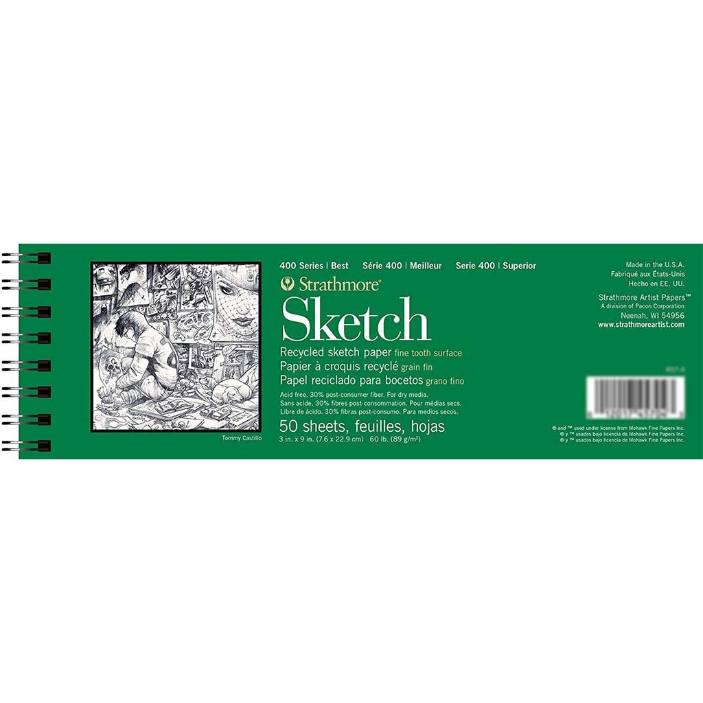 Strathmore 400 Series Sketch Paper Pad Recycled Wire Bound 3in x 9in