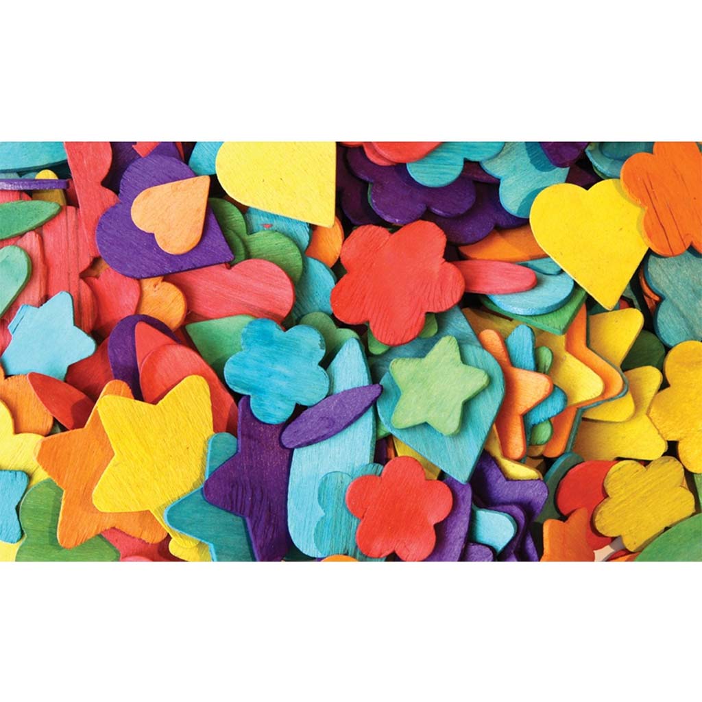 Wood Shapes Assorted Color Party Shapes 200ct