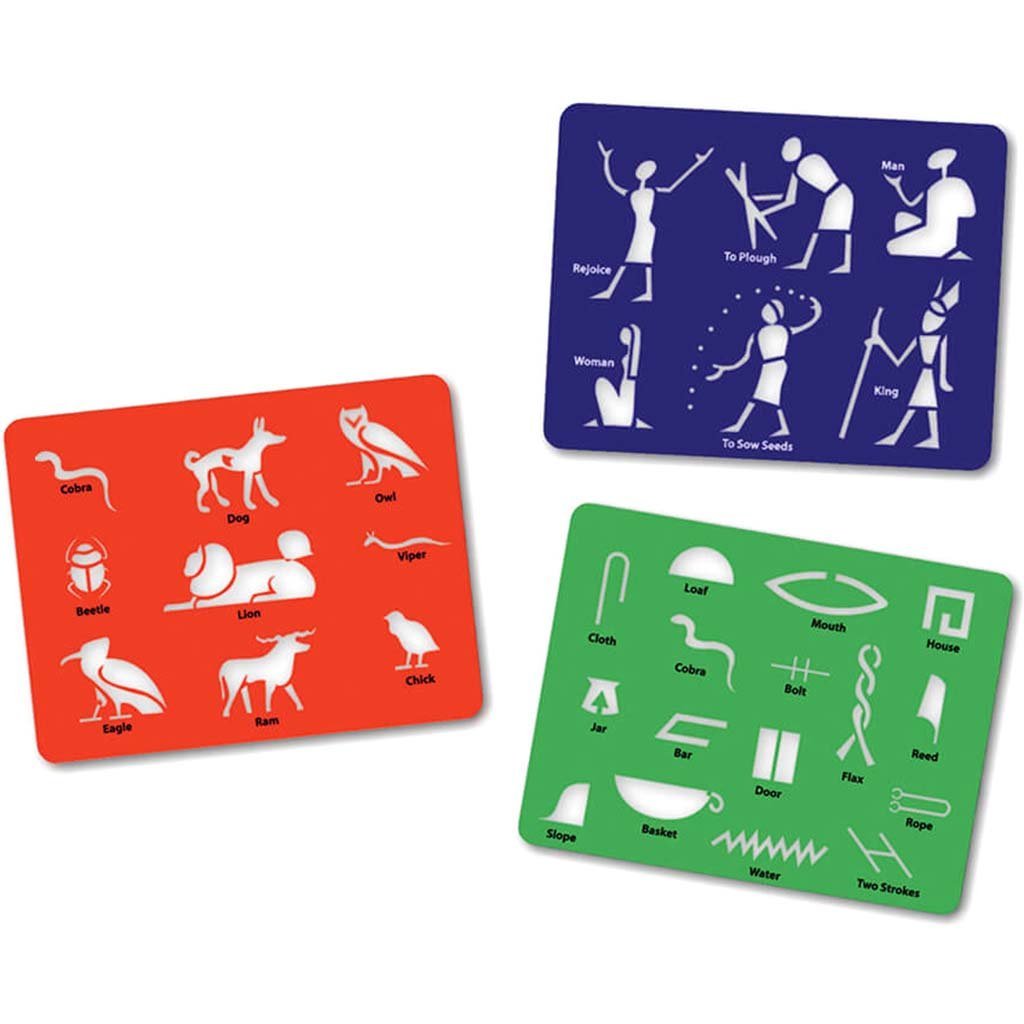 Hieroglyphics Stencil Set 8-1/2in x 11in Assorted Designs 3pcs