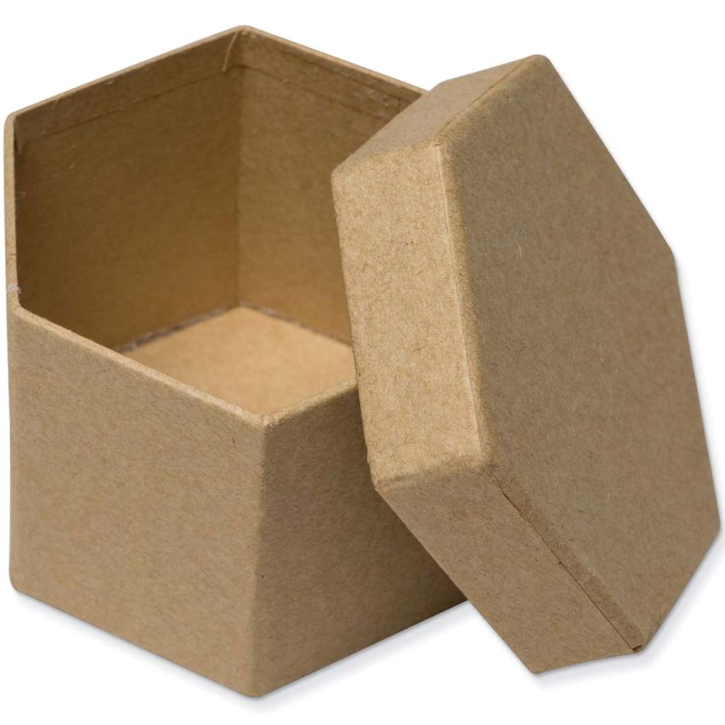 Papier Mache Hexagon Box 2-7/8in x 3-1/2in x 2in