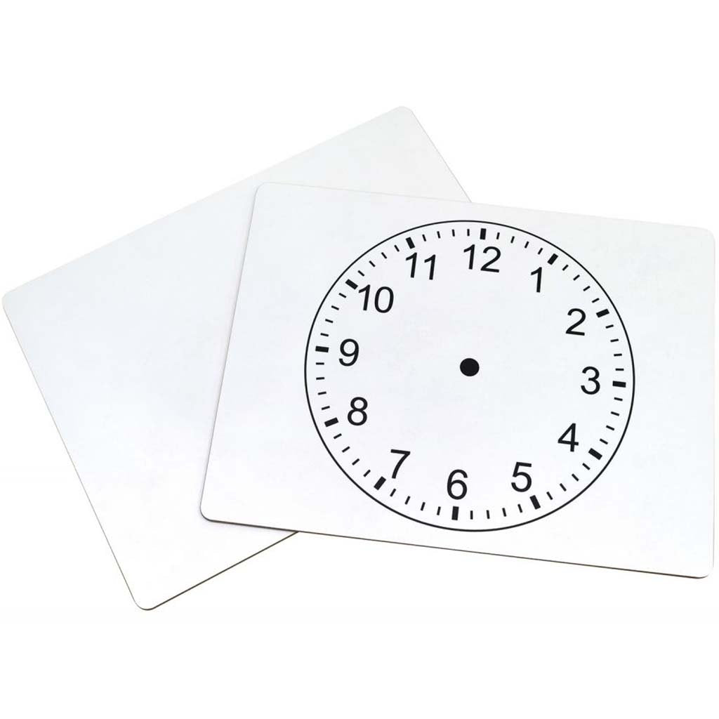 Clockface Whiteboard 9in x 12in 2-Sided Clockface/Plain 10 Boards