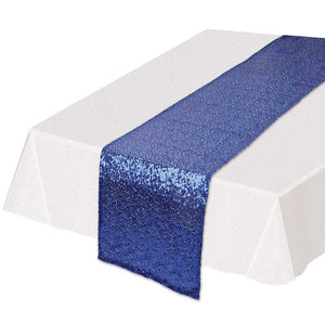 Sequined Table Runner Silver, 11in x 6ft-3in