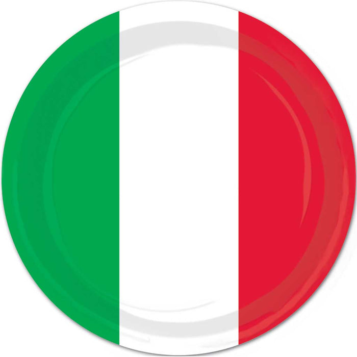 Red, White & Green Dinner Plates, 9in