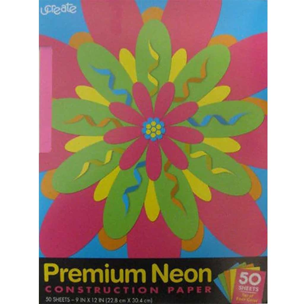 Premium Neon Construction Paper 50ct 9in x 12in